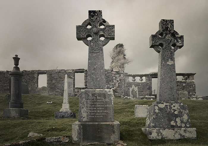 Scotland graveyard Cuillin Hills. Highlands